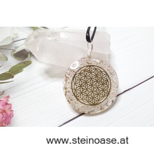 Orgon Anhänger: Selenit & Blume des Lebens